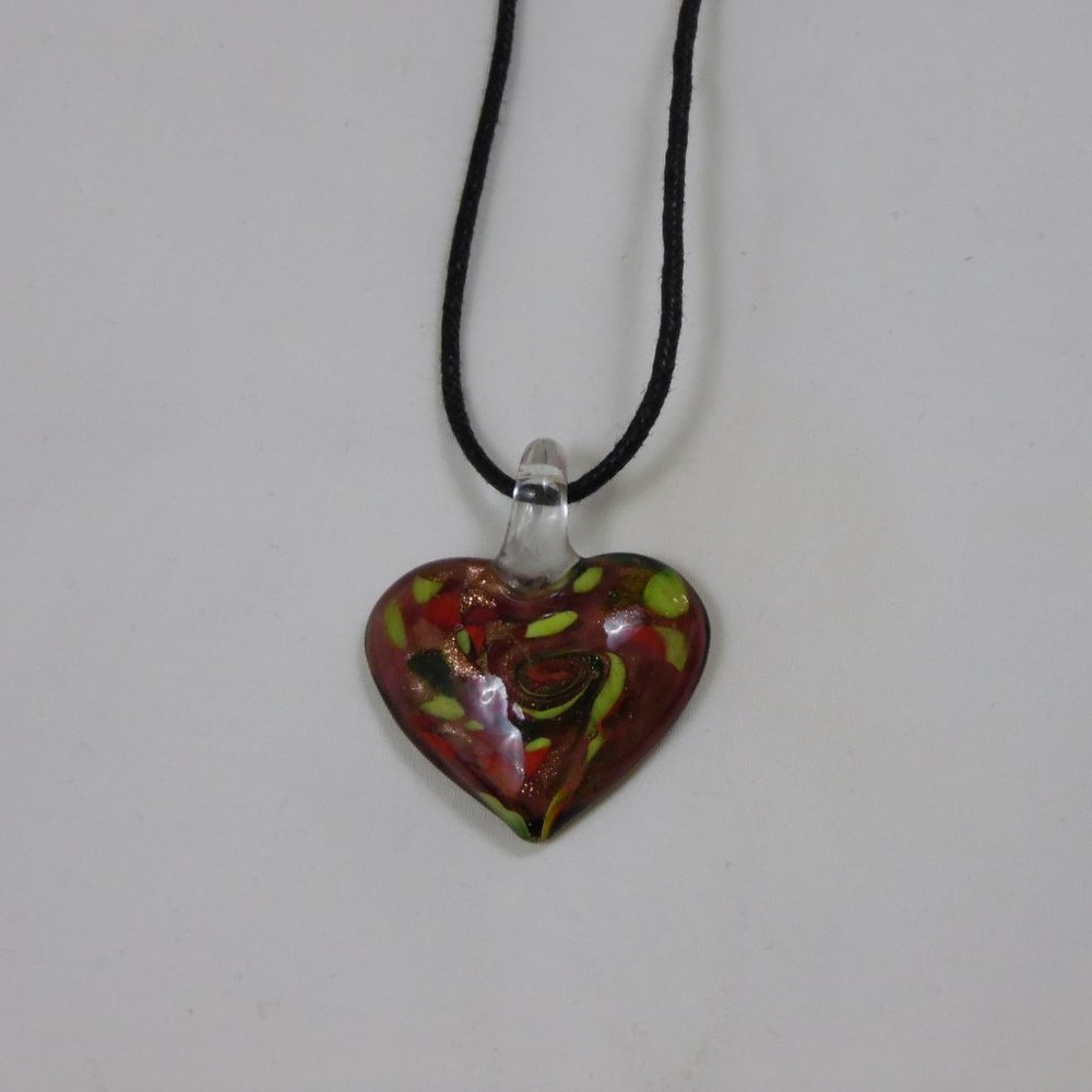 Watercolor Stainglass Heart Glass Necklace